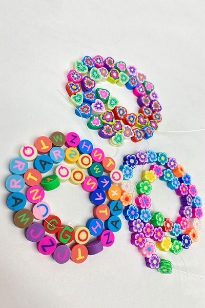 Hobigram Beads Assortment Figure Patterned Fimo Beads Set 3 Strings – Beads, Stylish Design, Women's Accessory – Bon