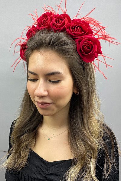 Hobigram Coroana Vendi Henna cu trandafiri de catifea pentru cele mai frumoase mirese – Coroana, piatra de cristal, model elegant, coroana de mireasa –