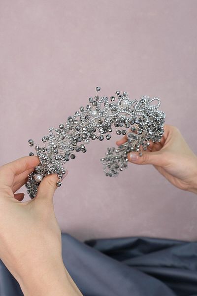 Hobigram Accesoriu pentru păr și turban de mireasă cu mărgele de cristal și nisip pentru cele mai frumoase mirese – coroană, piatră de cristal – coroană