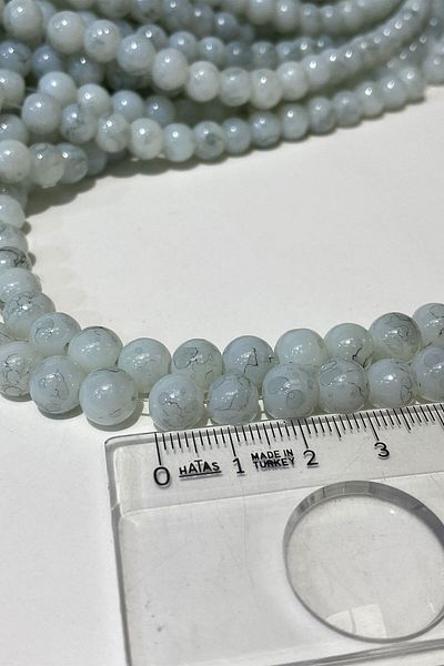 Hobigram Χάντρες Ποικιλία Ice Blue Patterned Sequence Glass Beads 8 mm – Χάντρες, Κομψό Σχέδιο, Γυναικείο Αξεσουάρ – Μπον