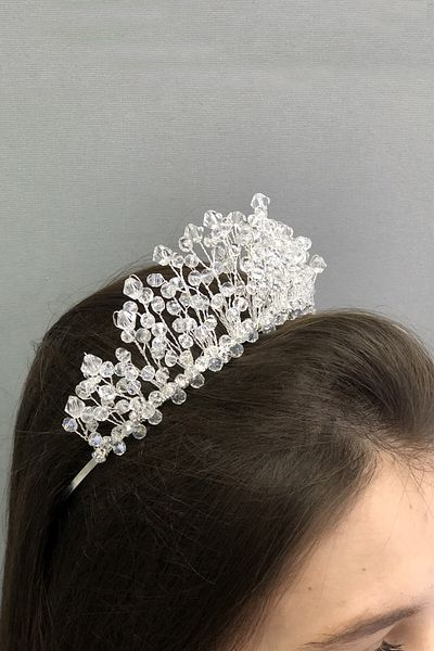 Hobigram Cea mai frumoasa coroana de mireasa model prințesa cu margele de cristal transparent pentru cei mai frumoși mireși – coroană, piatră de cristal, model elegant
