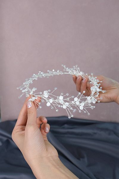 Hobigram Ramură de primăvară emailată Accesoriu de păr de mireasă cu margele pentru cele mai frumoase mirese – Coroană, cu pietre de cristal, model elegant –