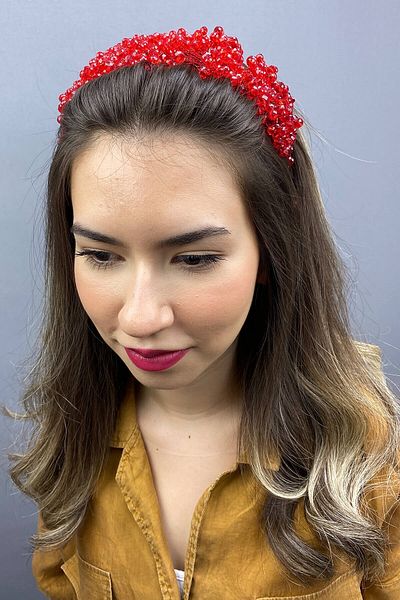 Hobigram Accesoriu de păr de mireasă cu cristal roșu asiatic pentru cele mai frumoase mirese – coroană, cu pietre de cristal, model elegant – coroană