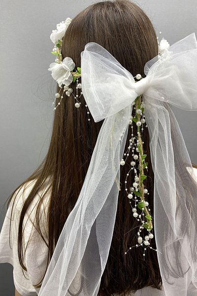 Hobigram Coroană de mireasă și accesoriu de păr cu design cu frunze de perle pentru cele mai frumoase mirese – coroană, piatră de cristal
