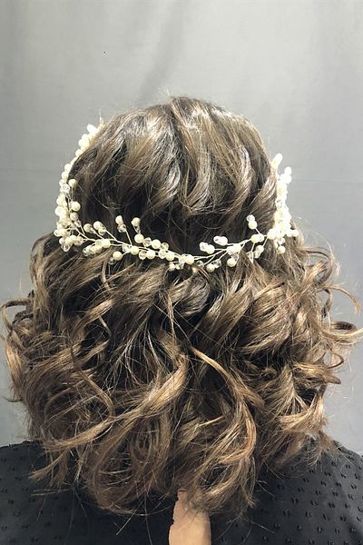 Hobigram Accesoriu de păr Helen cu cristal alb și perle pentru cele mai frumoase mirese – Coroană, piatră de cristal, model elegant – Ta