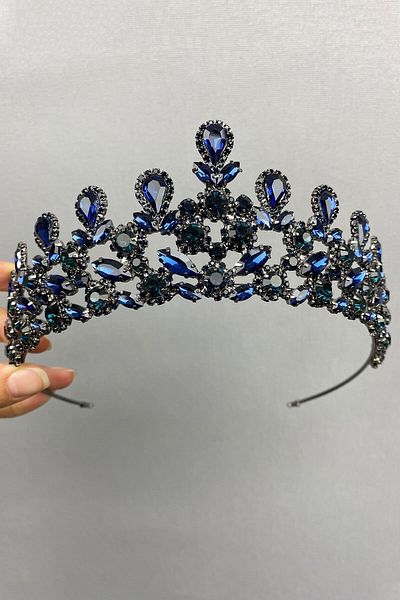 Hobigram Coroana de mireasa Henna model Beety bleumarin pentru cele mai frumoase mirese – Coroana, piatra de cristal, model elegant, coroana de mireasa