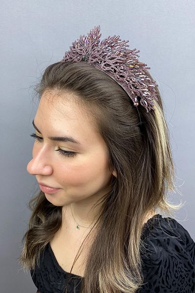 Hobigram Zehra Model Lilac Bridal Crown for the Most Beautiful Brides – Crown, Crystal Stone, Stylish Model, Bridal Crown – Crown –
