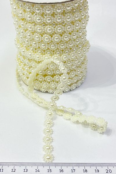 Hobigram Beads Assortment Cream Flower Pattern Half Plastic Strip Pearl 10 Mt – Beads, Stylish Design – Beads –