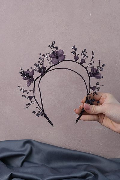 Hobigram Coroana de Henna Florală Specială Minel Violet pentru cele mai frumoase mirese – Tiara, cu Pietre Cristal, Model Elegant –