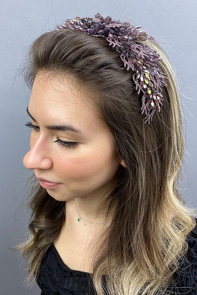 Hobigram Coroana de mireasa Lila Alya Henna pentru cele mai frumoase mirese – Coroana, cu pietre de cristal, model elegant, coroana de mireasa – Coroana – Coroana