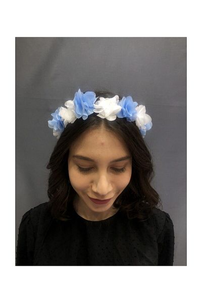 Hobigram Coroană cu flori laser turcoaz-albă pentru cele mai frumoase mirese – Coroană, piatră de cristal, model elegant, coroană de mireasă – Ta