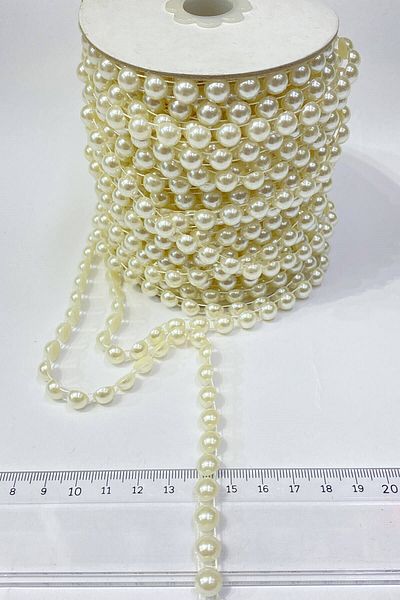 Hobigram Χάντρες Ποικιλία Κρέμα Πλαστική Κορδέλα Half Pearl 8 Mm 10 Mt – Χάντρες, Κομψό Σχέδιο, Γυναικείο Αξεσουάρ –