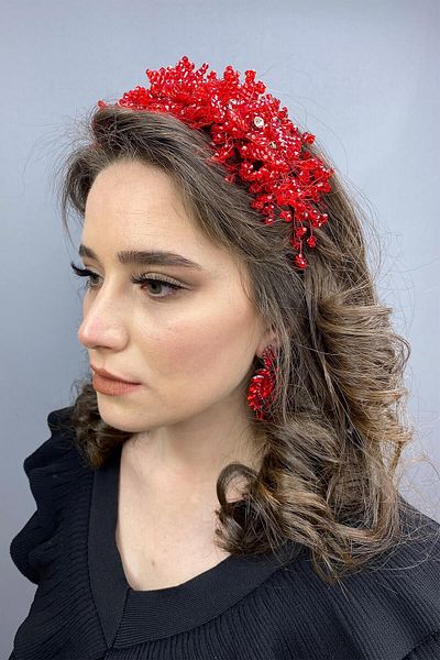 Hobigram Bellatrix Red Crystal Stone Mireasa și Henna Crown pentru cele mai frumoase mirese – Coroană, Crystal Stone – Coroană –