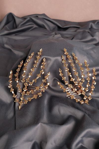 Hobigram Bridal Henna Hair Accessory with Double Comb Buckle and Stones for the Most Beautiful Brides – Crown, Crystal Stone, Stylish Model
