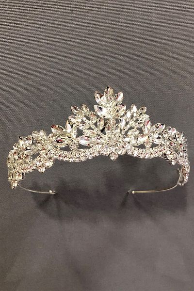 Hobigram Henna și coroană de mireasă cu carcasă metalică cu pietre de cristal de culoare argintie pentru cele mai frumoase mirese – coroană, cu pietre de cristal –