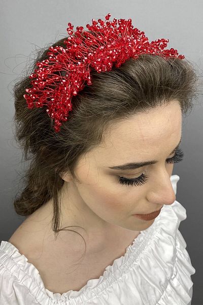Hobigram Henna și coroană de mireasă cu piatră de cristal roșu Sirius pentru cele mai frumoase mirese – coroană, piatră de cristal, model elegant