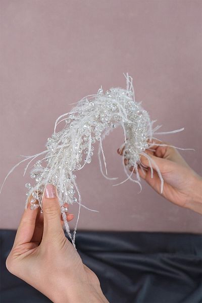 Hobigram Capella Feathered Crystal Accesoriu pentru păr și turban de mireasă pentru cele mai frumoase mirese – Coroană, Crystal Stone – Crown