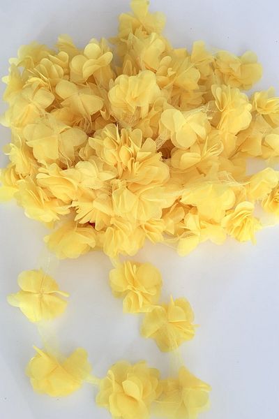 Hobigram Decorative Ribbon Yellow Laser Cut Chiffon Tulle Flower – Decorative Ribbon, Stylish Design, Women's Accessory –