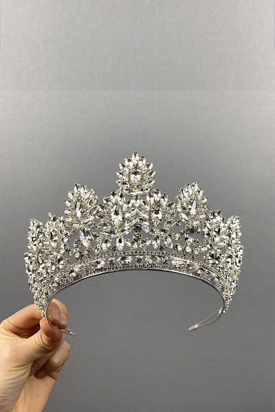 Hobigram Godiva High Stone Tiara de mireasa pentru cele mai frumoase mirese – Coroana, Crystal Stone, Model elegant, Tiara de mireasa – Coroana