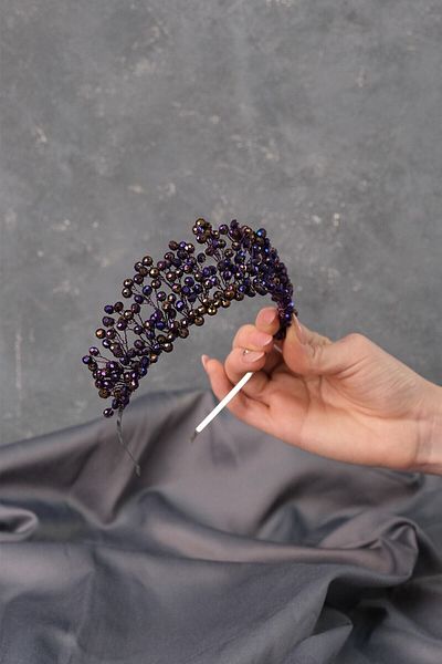 Hobigram Coroana de mireasa Aren Henna cu margele de cristal pentru cele mai frumoase mirese – Coroana, cu pietre de cristal, model elegant, coroana de mireasa