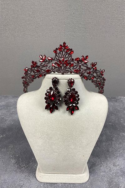 Hobigram Set de coroană și cercei cu piatră de nuntă Melis pentru cea mai frumoasă mireasă – Coroană, piatră de cristal – Coroană