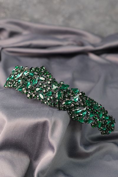 Hobigram Green Ela Band Model Bridal Tiara Accesoriu pentru păr pentru cele mai frumoase mirese – Coroană, Crystal Stone, Model elegant –