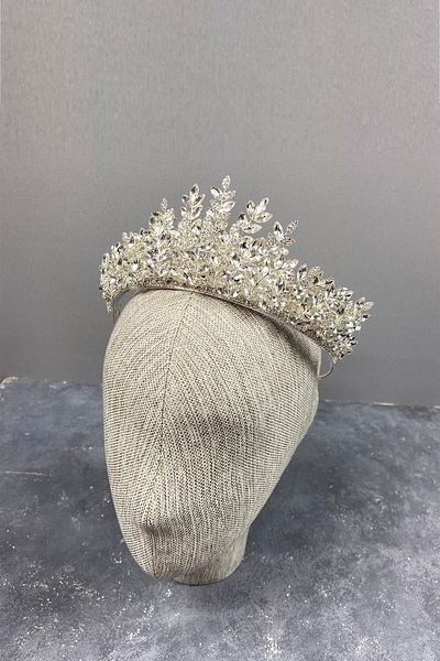 Hobigram Coroana de mireasa Henna tridimensionala Ezel din argint pentru cei mai frumoși mireși – Coroană, piatră de cristal, model elegant, coroană de mireasă