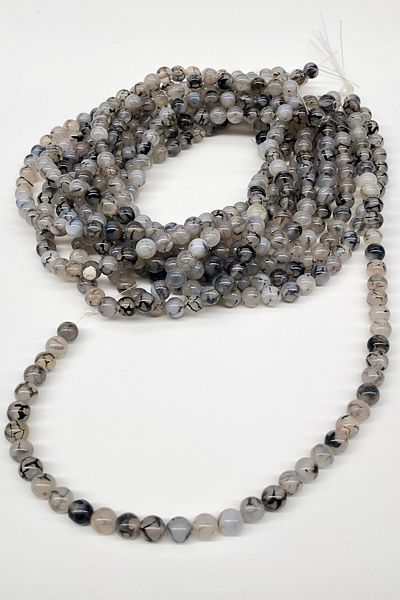 Hobigram Beads Assortment White Patterned Agate Natural Stone Beads 8 mm – Beads, Stylish Design, Women's Accessory –