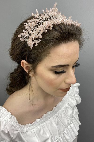 Hobigram Henna și coroană de mireasă cu piatră de cristal Sirius de culoare somon pentru cele mai frumoase mirese – Coroană, piatră de cristal – Coroană –
