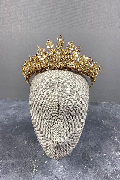 Hobigram Honey Color Ezel 3D Bridal Henna Crown – Crown, Crystal Stone, Stylish Model, Bridal Crown, Hair Accessory