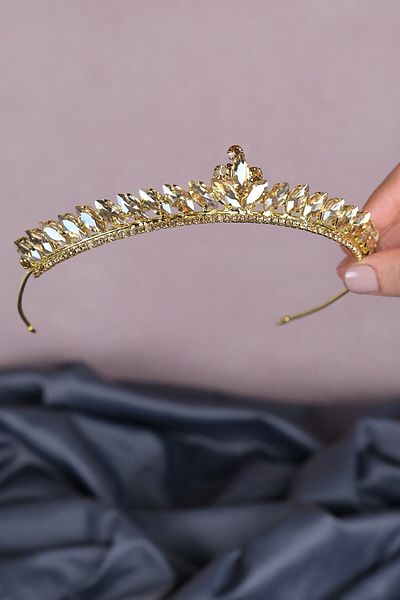 Hobigram Coroana de mireasa Henna cu piatra Mekik pentru cei mai frumoși mireși – Coroană, piatră de cristal, model elegant, coroană de mireasă – T