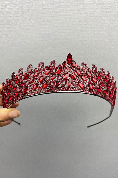 Hobigram Set de coroană și cercei Mia Bridal Henna pentru cele mai frumoase mirese – Coroană, piatră de cristal, model elegant, coroană de mireasă – T