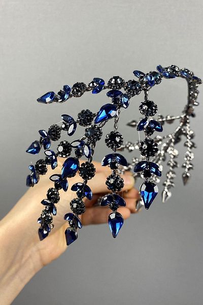 Hobigram Hellenistic Double-Sided Bridal Henna Crown for the Most Beautiful Brides – Crown, Crystal Stone, Stylish Model, Bridal Crown
