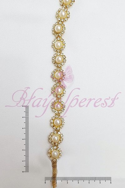 Hobigram Decorative Strip Yellow Pearl Metal Crystal Stone Strip Border – Decorative Strip, Stylish Design – Decor