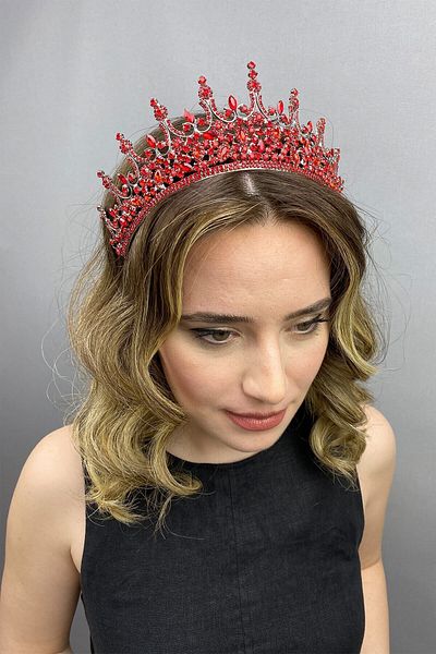 Hobigram Coroana de mireasa Henna model Red Leonis pentru cele mai frumoase mirese – Coroana, piatra de cristal, model elegant, coroana de mireasa