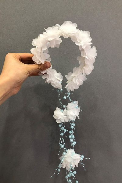 Hobigram Coroană cu flori cu laser albă pentru cele mai frumoase mirese – Coroană, piatră de cristal, model elegant, coroană de mireasă – coroană – coroană