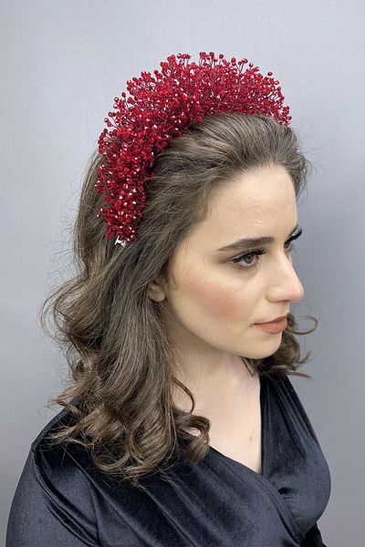 Hobigram Atair Henna și Coroana de Mireasă Bordeaux pentru cele mai frumoase mirese – Coroană, Piatră de Cristal, Model Elegant, Coroană de Mireasă – Coroană