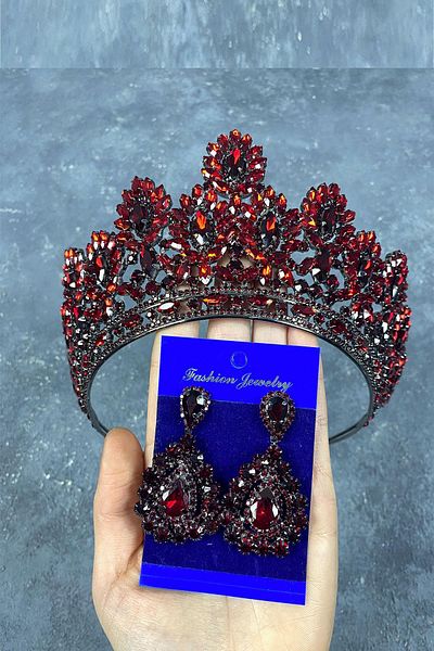 Hobigram Coroana de mireasa Godiva High Henna si cercei cu piatra pentru cei mai frumoși mireși – Coroană, piatră de cristal – T