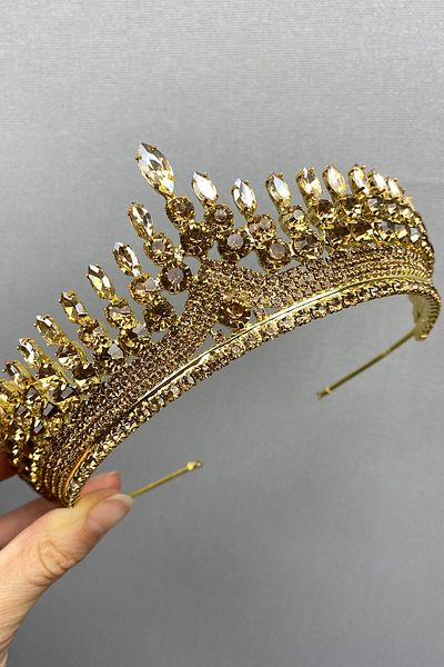Hobigram Coroană și cercei Anteras Bridal Henna pentru cele mai frumoase mirese – Coroană, piatră de cristal, model elegant, coroană de mireasă – Ta