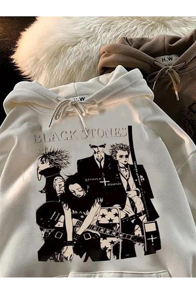 Planet Butik سويت شيرت بقلنسوة من القماش السميك بتفاصيل طباعة نانا للجنسين