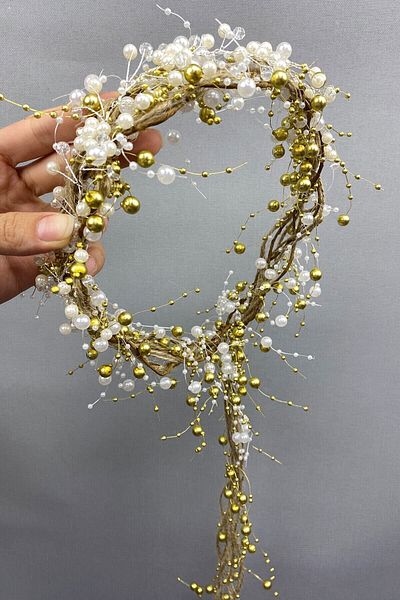 Hobigram Coroana de mireasa cu perle crem si paie cu cristale pentru cele mai frumoase mirese – Coroana, model elegant cu pietre de cristal – Ta
