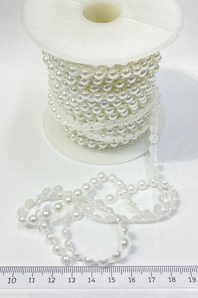 Hobigram Beads Assortment White Plastic Strip Half Pearl 6 mm 10 Mt – Beads, Stylish Design, Women's Accessory –