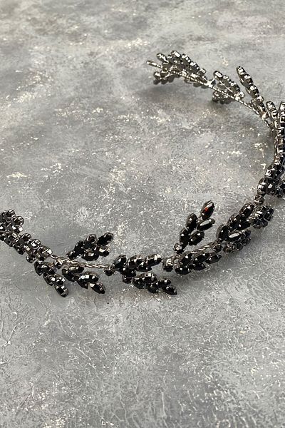 Hobigram Accesoriu pentru păr Coroana de mireasă Henna cu motiv frunze de beril pentru cele mai frumoase mirese – Coroană, cu pietre de cristal – Coroană –