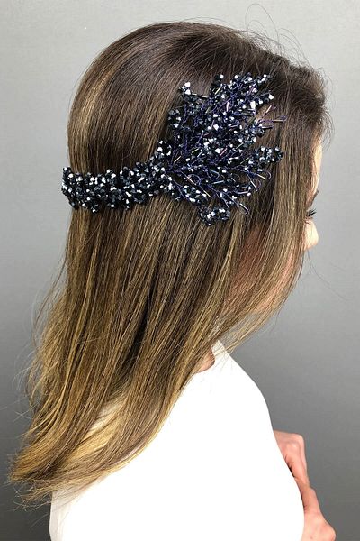 Hobigram Coroana de mireasa Henna cu cristale Helen albastru pentru cele mai frumoase mirese – Coroana, cu pietre de cristal, model elegant – Coroana –
