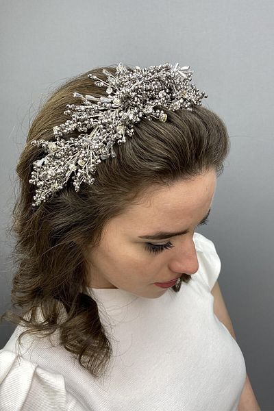 Hobigram Rastaban Gri argintiu cu piatră de cristal Henna și coroană de mireasă pentru cele mai frumoase mirese – Coroană, piatră de cristal – Coroană –