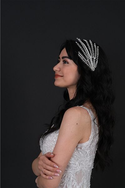 Hobigram Accesoriu de păr Helen Bridal Tiara cu două fețe pentru cele mai frumoase mirese – Coroană, cu pietre de cristal, model elegant – Ta