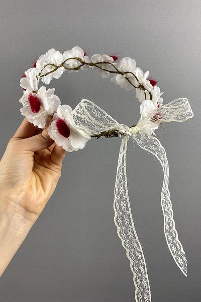 Hobigram Coroana de mireasa pentru fotografiere in aer liber cu ramuri de primavara si iarbă de bumbac pentru cele mai frumoase mirese – Coroană, piatră de cristal, model elegant –