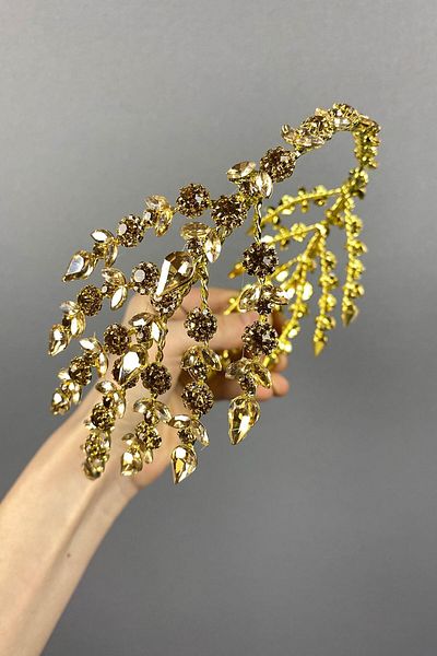Hobigram Hellenistic Double-Sided Bridal Henna Crown for the Most Beautiful Brides – Crown, Crystal Stone, Stylish Model, Bridal Crown