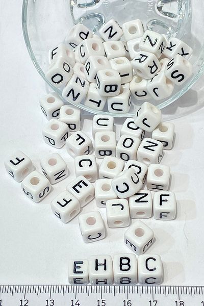 Hobigram Beads Assortment White Large Square Letter Beads 100 Pieces – Beads, Stylish Design, Women's Accessory – Bon