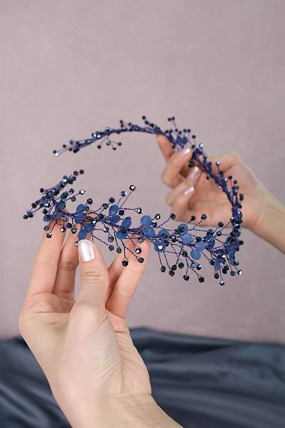 Hobigram Ramură de primăvară emailată Accesoriu de păr de mireasă cu margele pentru cele mai frumoase mirese – Coroană, cu pietre de cristal, model elegant –